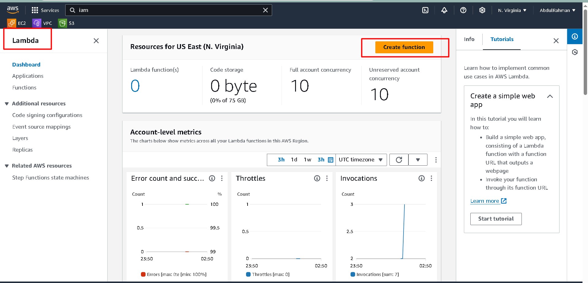 AWS Lambda Dashboard