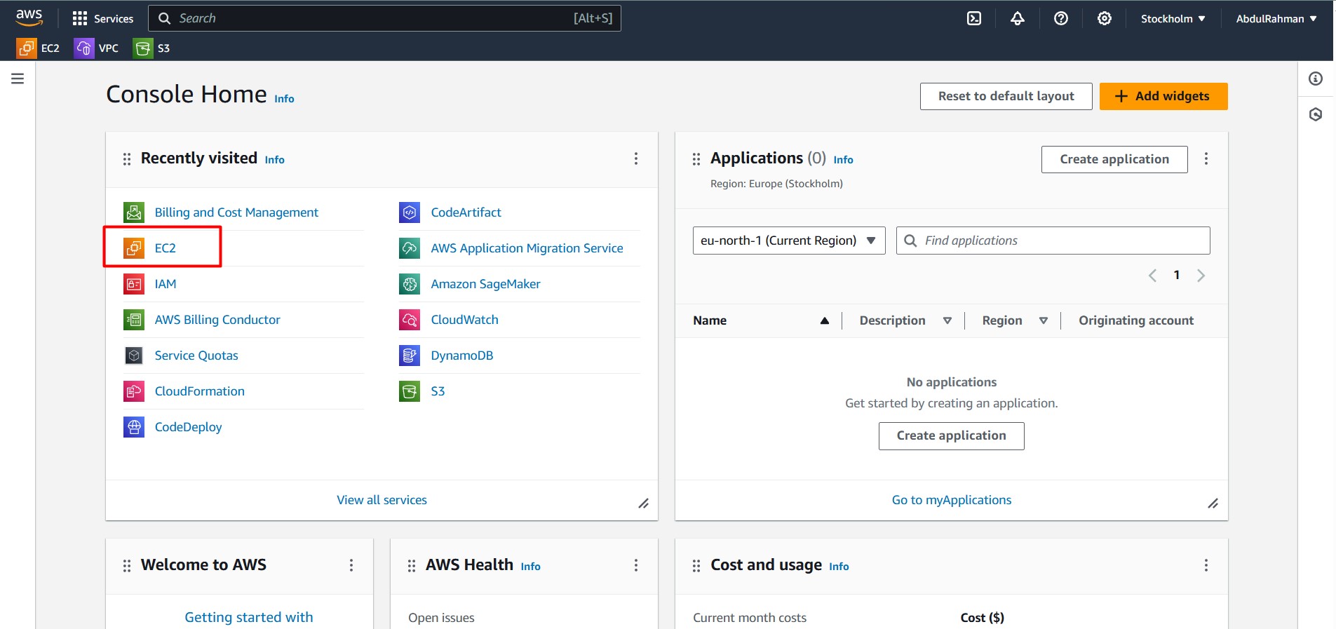 AWS EC2 Dashboard